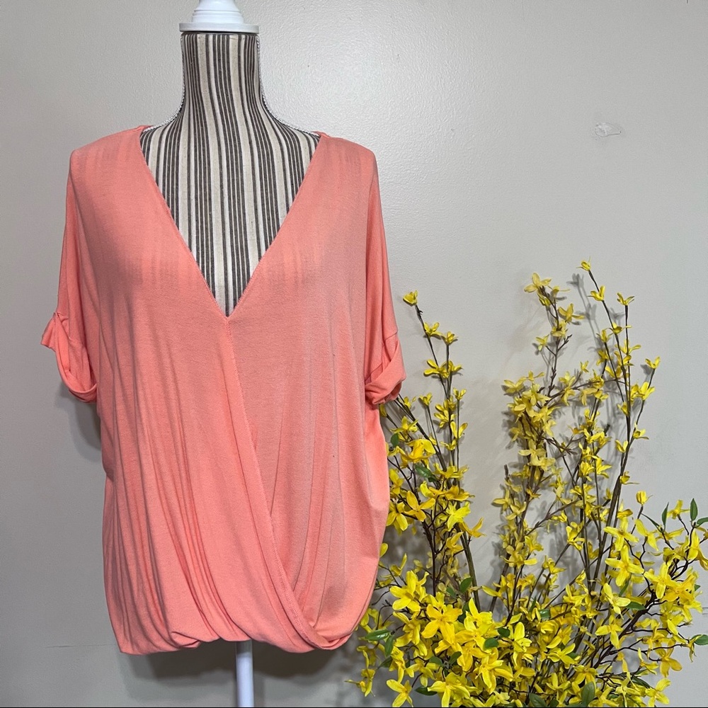 * Zenana Wrap Front Orange Top - Size Large